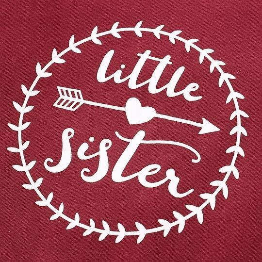 3PCS Little Sister Letter Printed Baby Girl Set