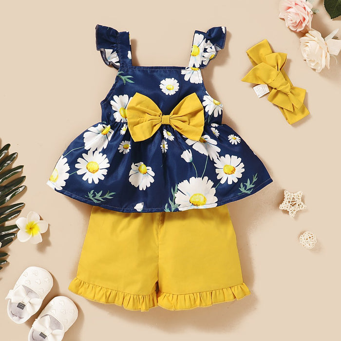 Babymeisjes 3-delige babysets met bloemen