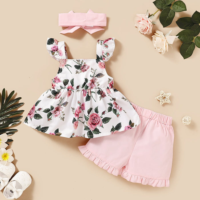 Baby Girl 3pcs Floral Baby's Sets