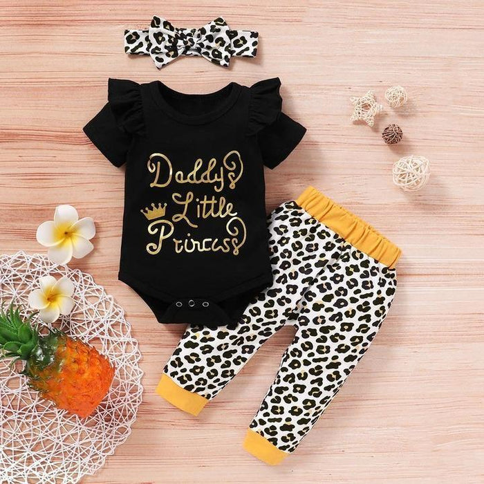 "Daddy little princess" Leopard Printed Baby Set