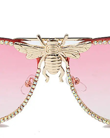 Gafas de sol piloto: diseño de patrón de abeja con diamantes de imitación 
