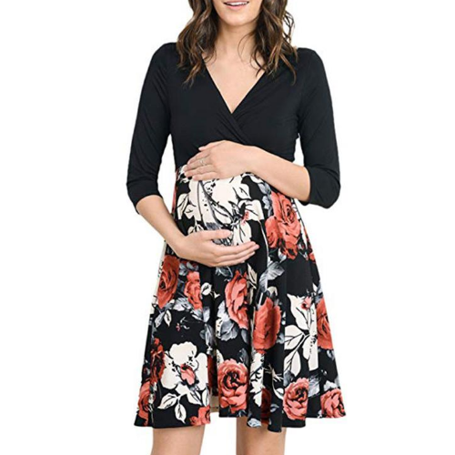 Zwangerschaps casual jurk met v-hals