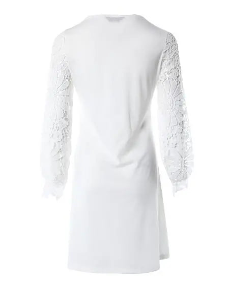 Casual jurk met lange mouwen en contrasterend kant 