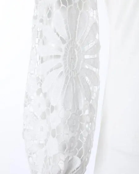 Casual jurk met lange mouwen en contrasterend kant 