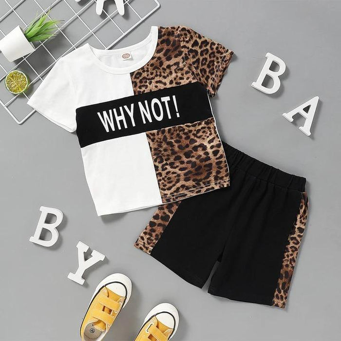 "Why Not" Leopard Printed Top with Shorts Baby Set