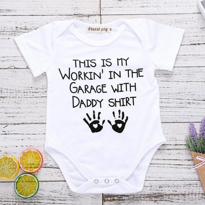 Working with Daddy Shirt Letter Print Romper