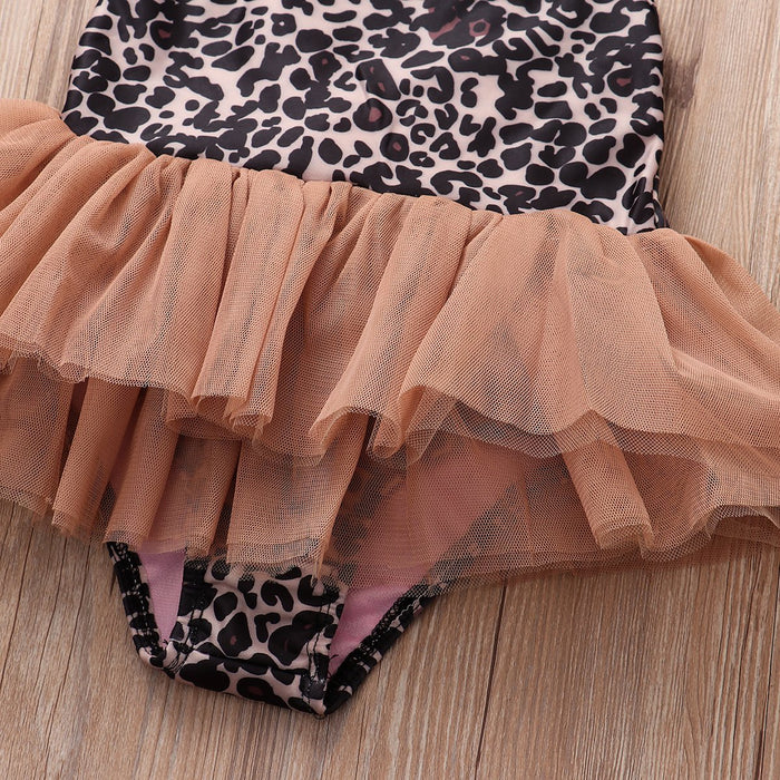 Baby Leopard Print Pompon Swimsuit