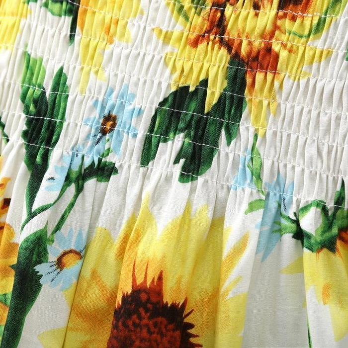 Toddler Girl Sunflower Printed Sling Dress