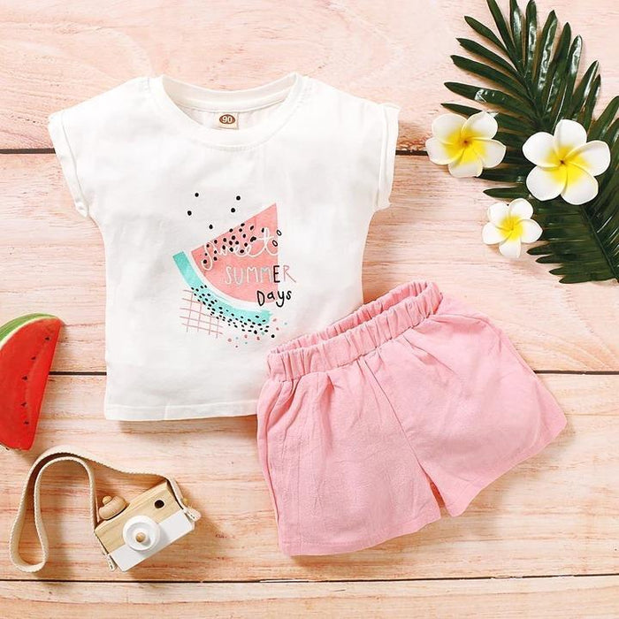 "Sweet Summer Day" Top and Solid Color Shorts Baby Set