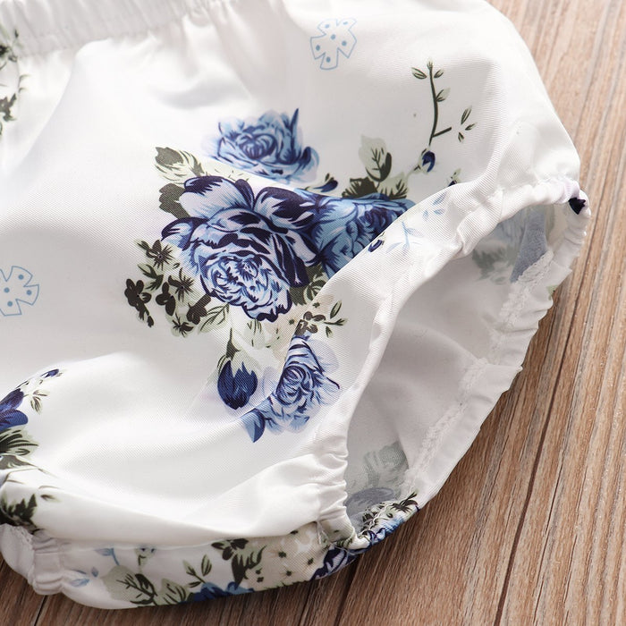 2-delige mouwloze tops voor baby's/peuters, korte broek met bloemenmotief
