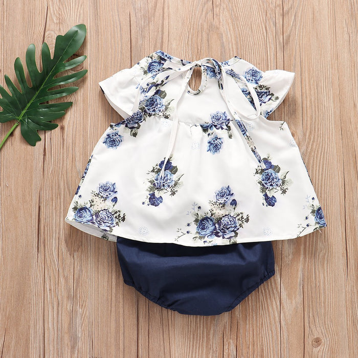 Camisetas sin mangas para bebé/niño pequeño de 2 piezas, pantalones cortos florales