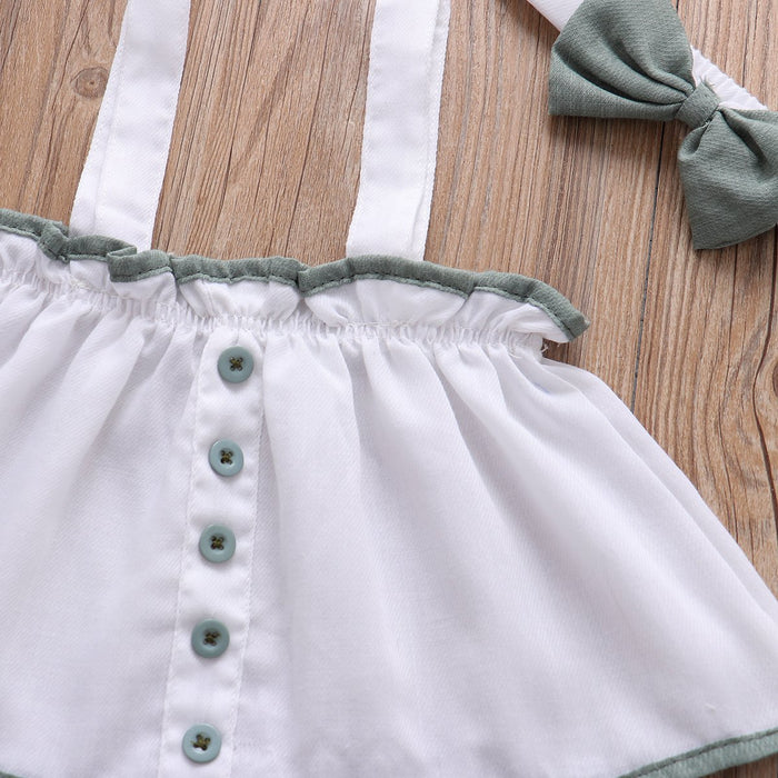Baby Girl Sweet Solid Top and Shorts with Headband
