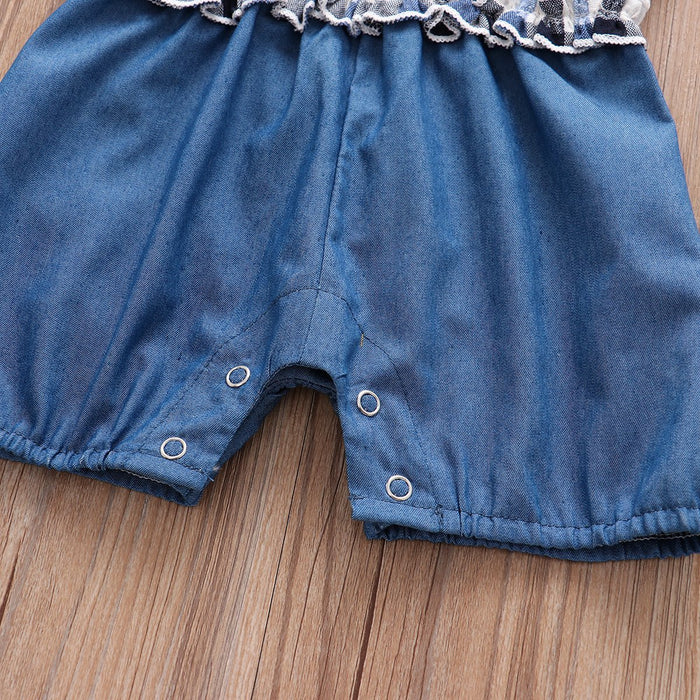 Jumpsuit van denim met korte mouwen voor baby's