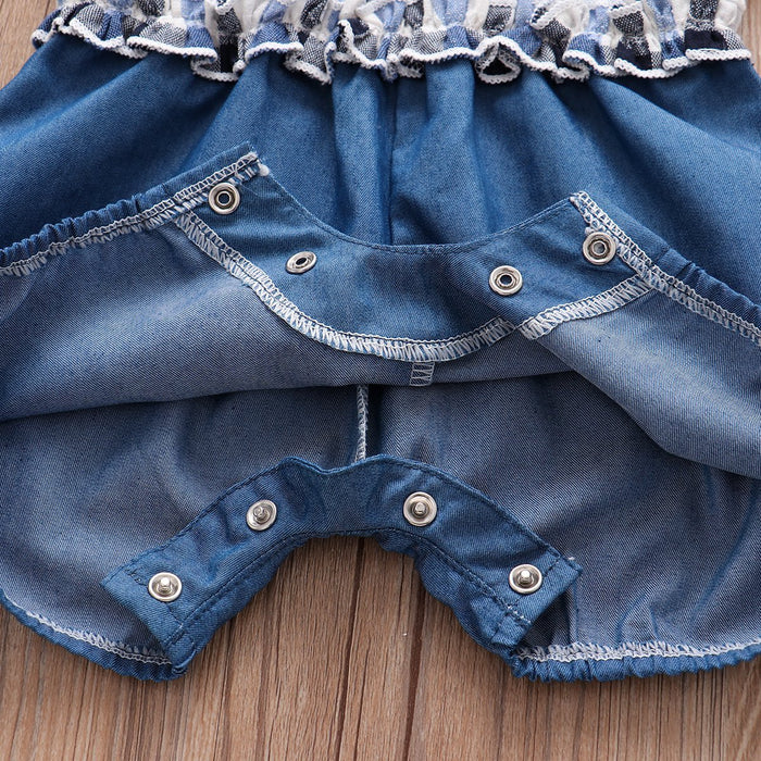 Jumpsuit van denim met korte mouwen voor baby's