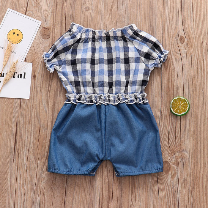 Jumpsuit van denim met korte mouwen voor baby's