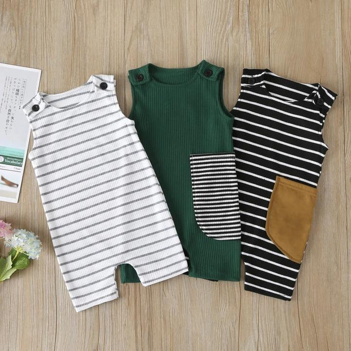 Solid Striped Printed Baby Jumpsuit