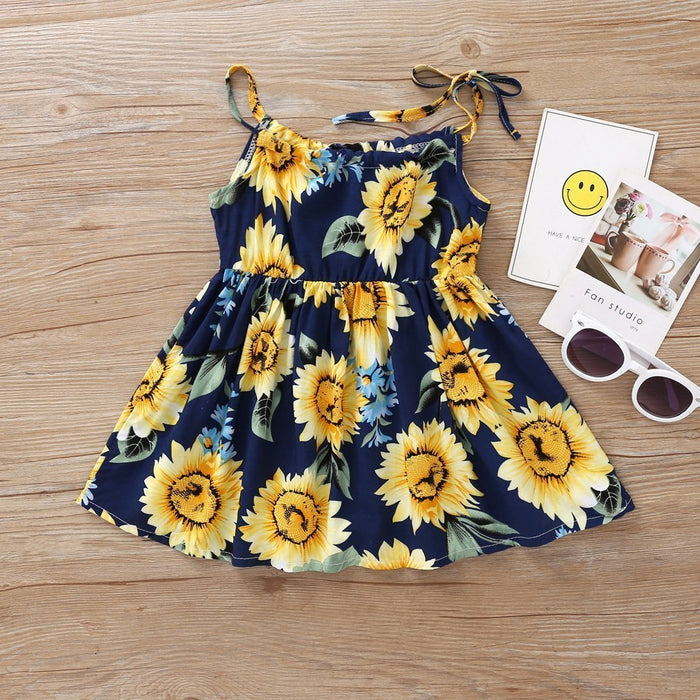Toddler Girl Large Sunflower Printed Sling Dress