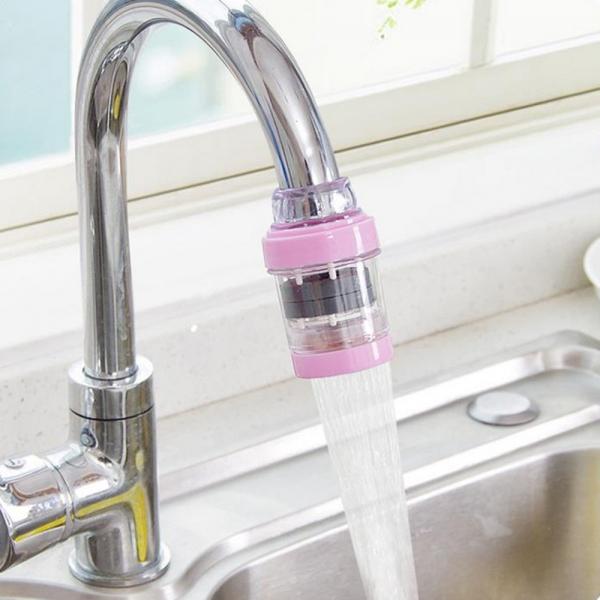 Mini Stone Magnetization Water Purifier Kitchen Bathroom Faucet Tap Water Filter Pink