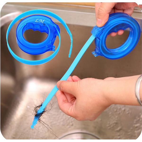 Portable Stretched Practical Plastic Drain Pipe Cleaner Cleaning Tool Gadget Blue