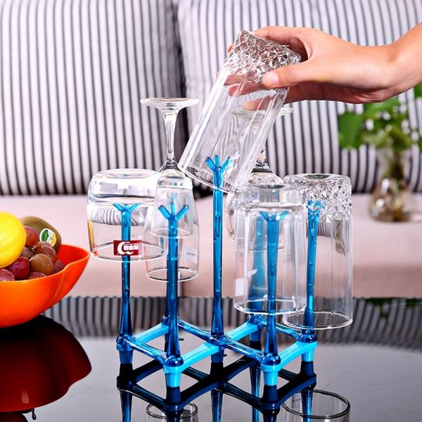 Tea Coffee Cup Mug Storage Draining Drying Rack Kitchen Organizer Shelf Stand Holder Blue