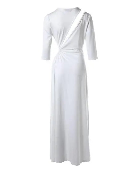 Maxi Dress with Asymmetrical Neck & Slit Design