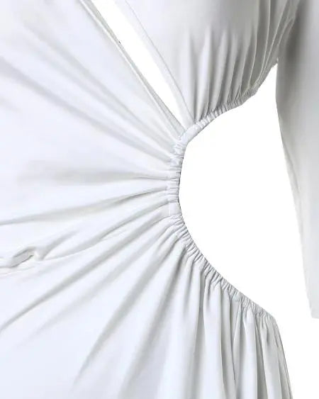Maxi Dress with Asymmetrical Neck & Slit Design