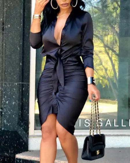 ruched long sleeve shirt dress Women's White Ruched Long Sleeve Shirt Dress