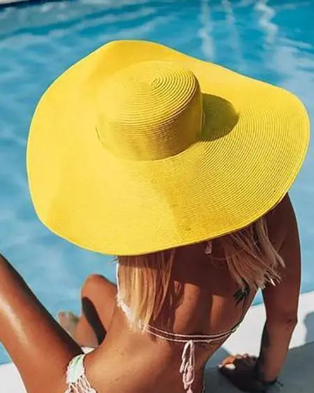 Wide Brim Plain Straw Hat