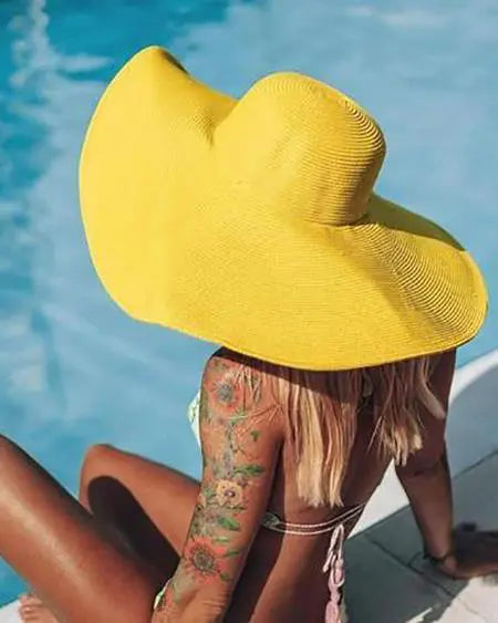 Wide Brim Plain Straw Hat