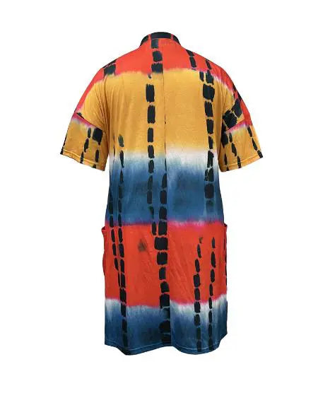Casual Plus Size Dress with Tie Dye Print & Pocket Detail