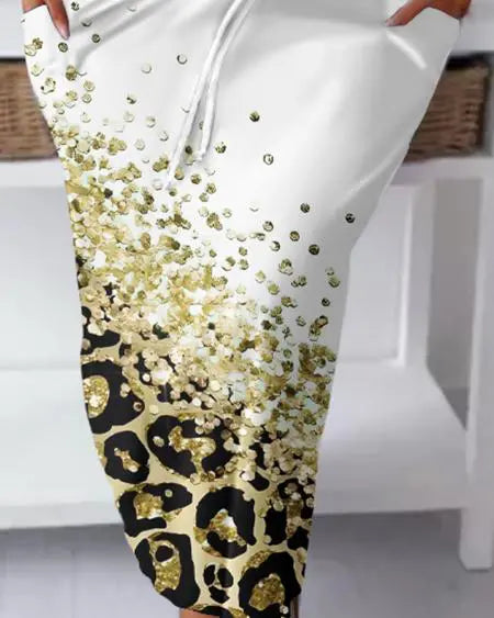 Conjunto de top de talla grande con letras Faith y falda de leopardo 