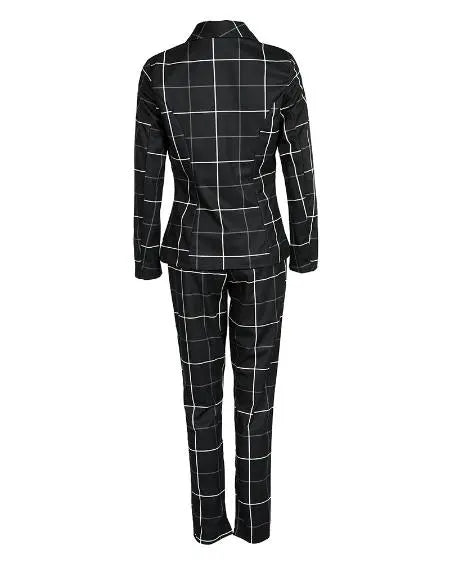 Plaid Blazer & Pants with Drawstring