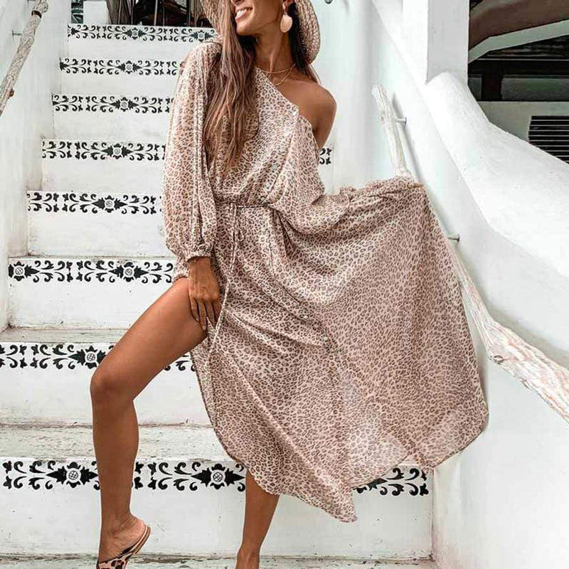 Long Sleeve Leopard Print Dress