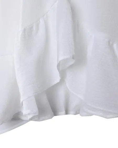 Ruched Top with Mock Neck and Ruffled Sleeves