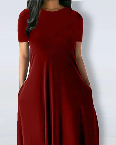 Casual jurk met korte mouwen en zakdetail 