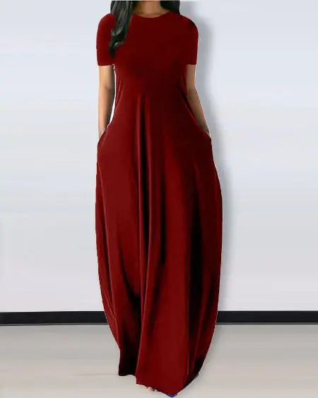 Casual jurk met korte mouwen en zakdetail 