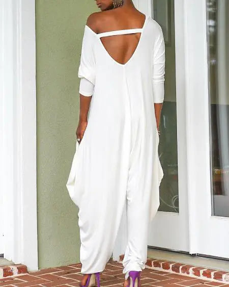 V-Neck Jumpsuit with Long Sleeves and Harem Style