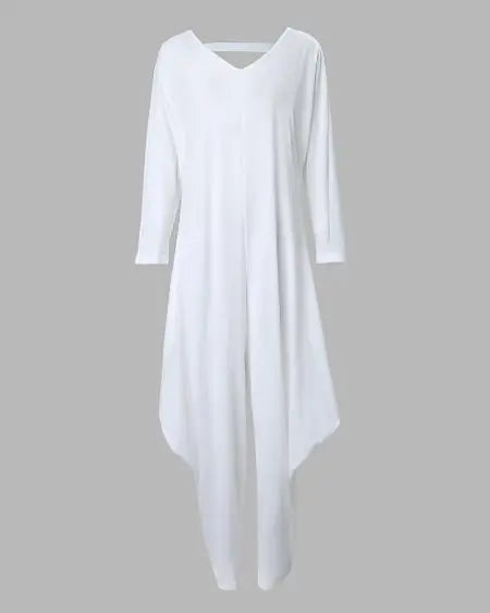 V-Neck Jumpsuit with Long Sleeves and Harem Style