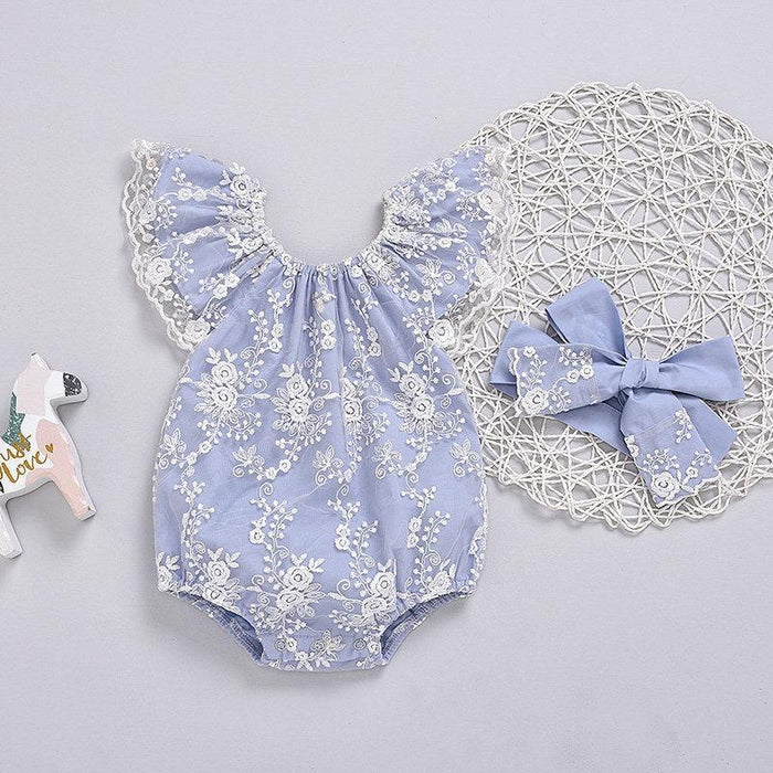 2-piece Floral Printed Ruffle Bodysuit & Headband for Baby