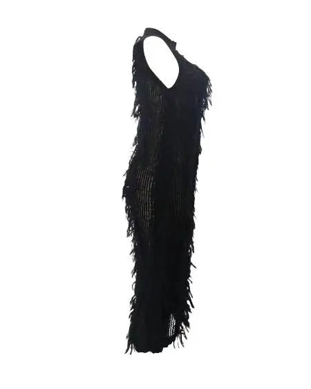 Beach Dress Cover Up: Sleeveless with Crochet & Tassel Design