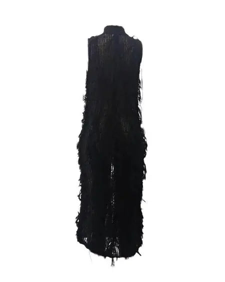 Beach Dress Cover Up: Sleeveless with Crochet & Tassel Design