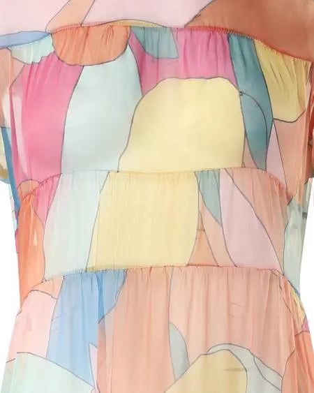 Maxi Dress with Short Sleeves & Fruit Design