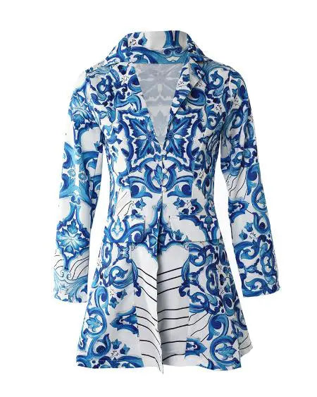 Baroque Design Blazer & Shorts with Long Sleeves