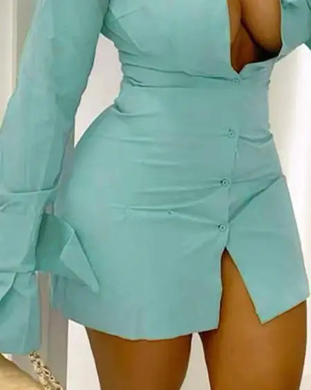 Long Sleeve Button-Down Dress