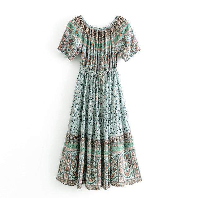 Vintage Floral Print Off Shoulder