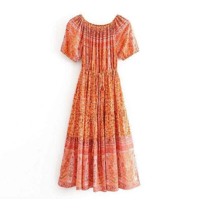 Vintage Floral Print Off Shoulder