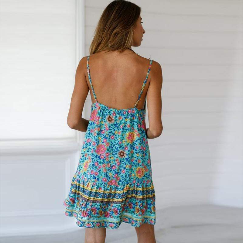 Green Spaghetti Strap Mini Dress