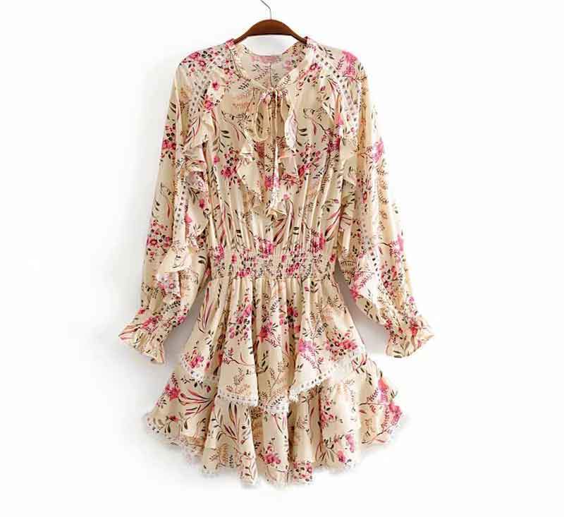 Long Sleeve V Neck Ruffle