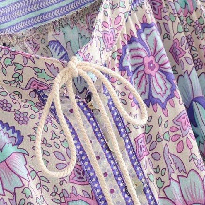 Lilac Floral Print Mini Dress