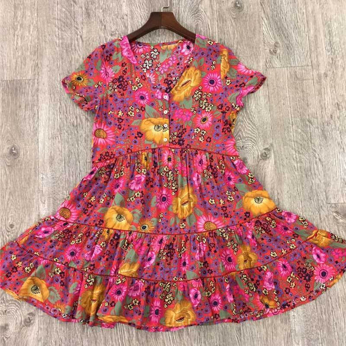 Summer Floral Print Mini Dress